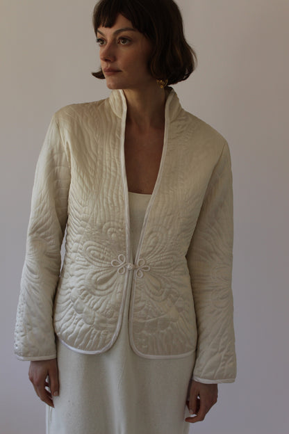 Stunning Vintage Pearl Quilted Silk Jacket