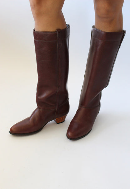 Vintage Mahogany Leather Riding Boot