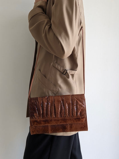 Vintage Whiskey Snakeskin Convertible Clutch