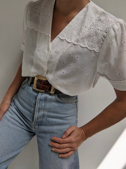 Sweet Vintage Eyelet Blouse