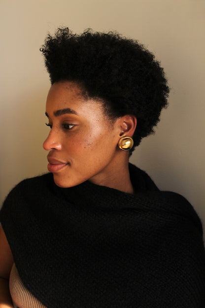Vintage Gold Framed Dome Earrings