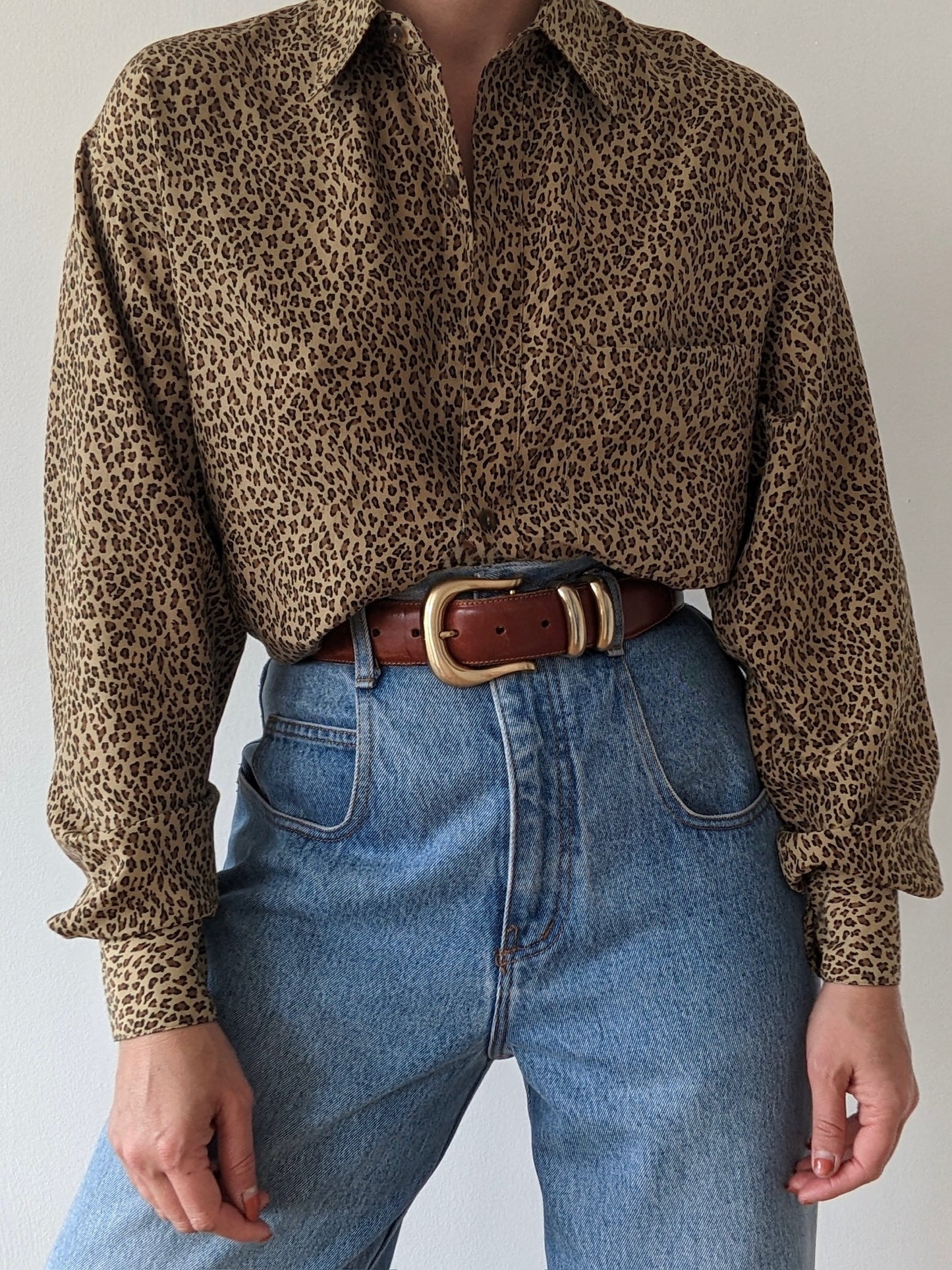 Vintage Animal Print Silk Blouse