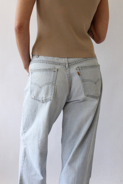 Vintage Distressed Levi's 580 Light Wash Jeans