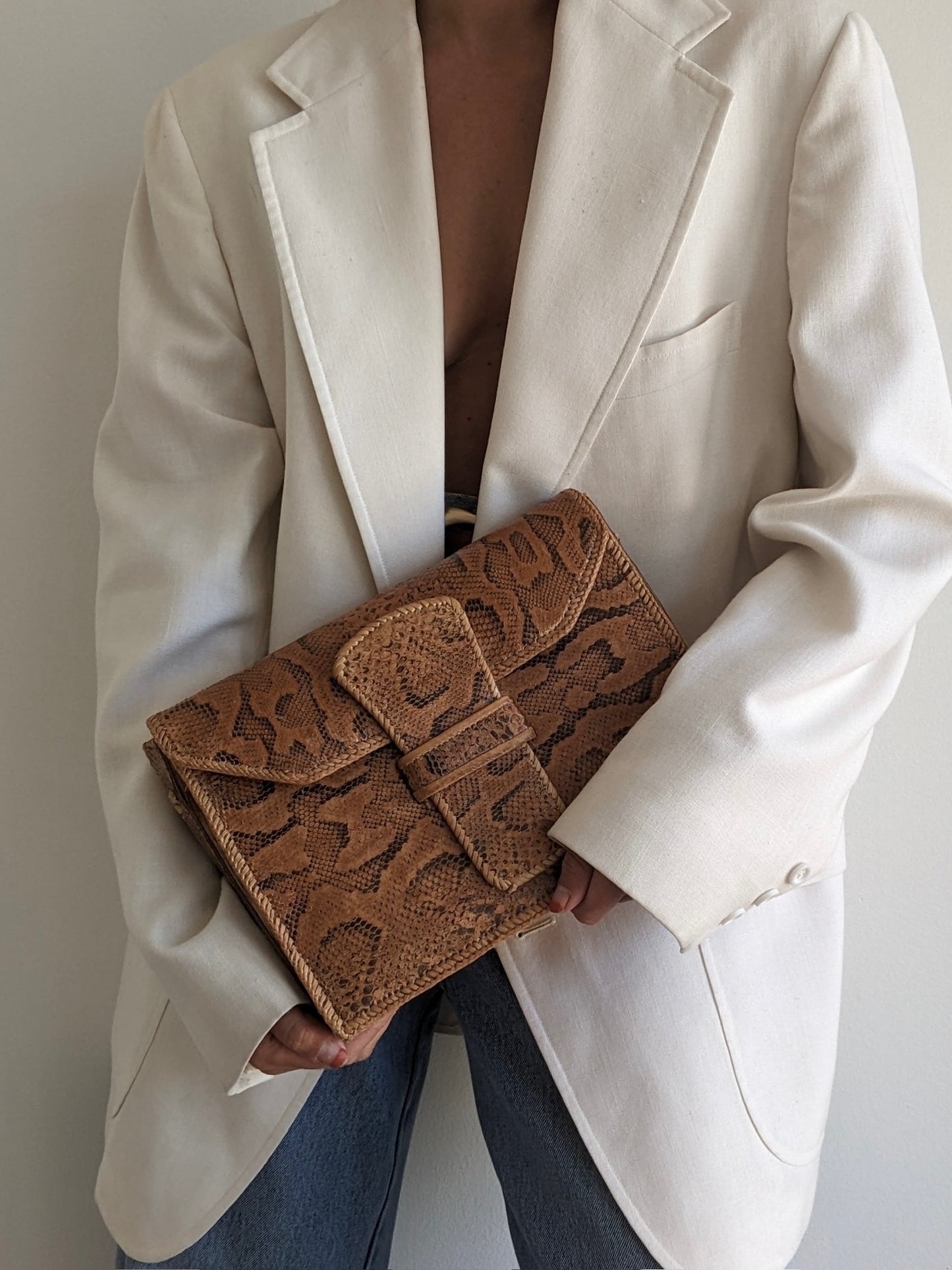 Vintage Snakeskin Leather Clutch Bag