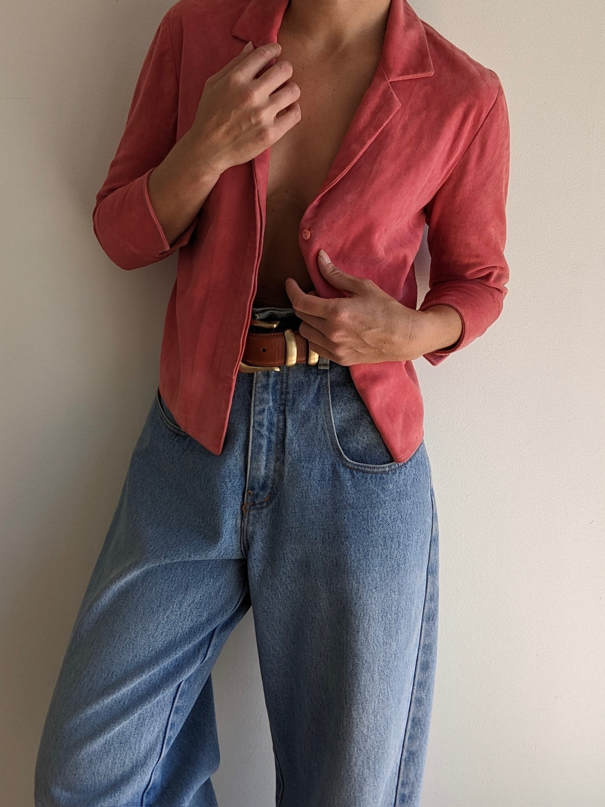 Incredible Vintage Sueded Leather Blouse