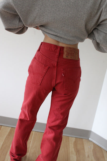 Vintage Levi's 501 Faded Red Denim