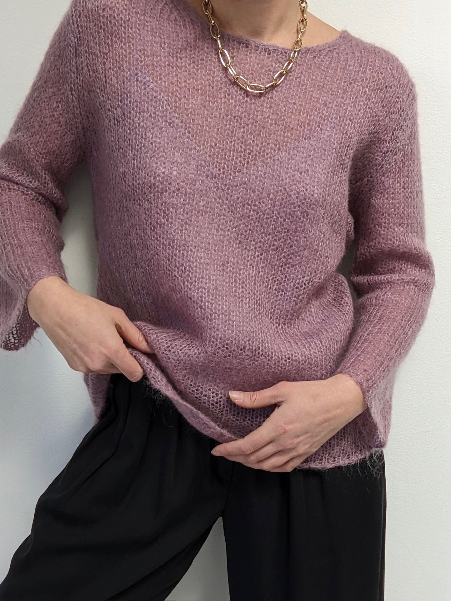 Beautiful Vintage Lilac Loose-Knit Mohair Sweater