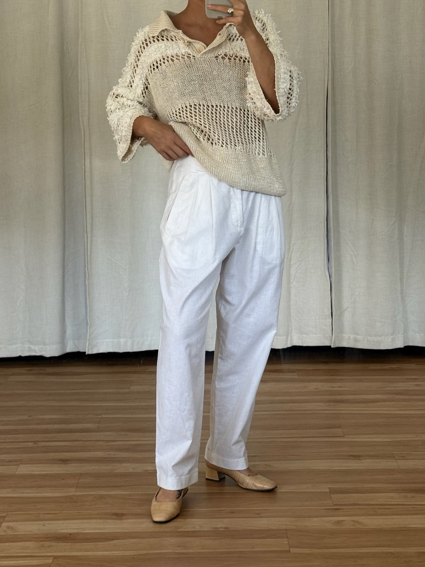 Incredible Vintage Loose-Knit Linen Henley