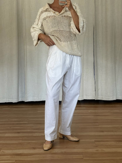 Incredible Vintage Loose-Knit Linen Henley