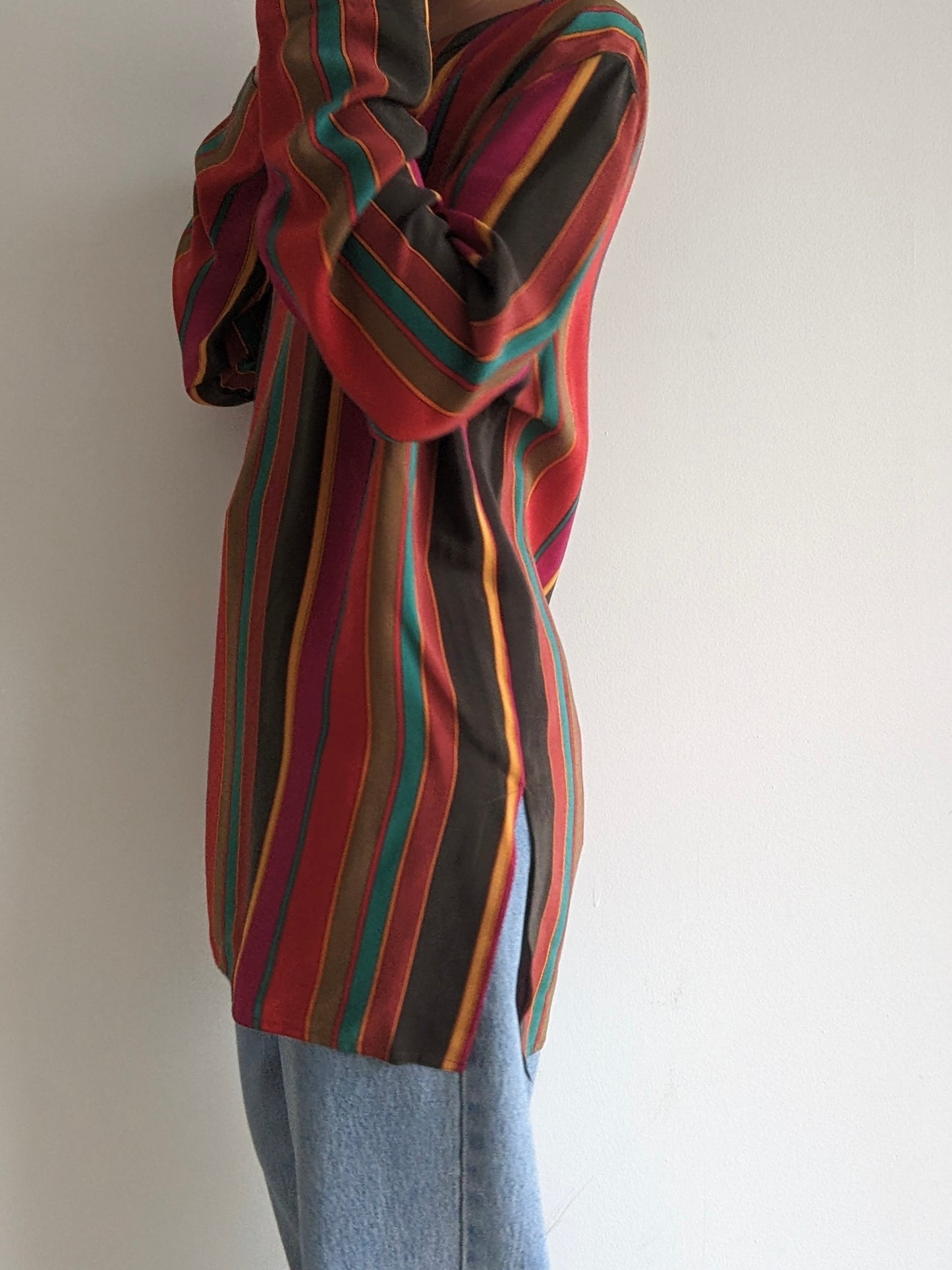 Bold Vintage Striped Silk Tunic
