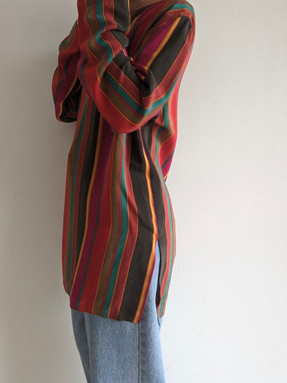 Bold Vintage Striped Silk Tunic