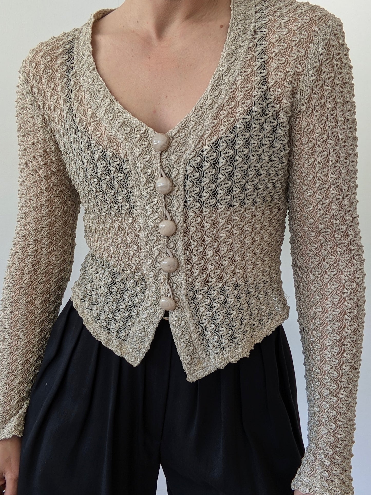 90s Sheer & Cropped Cardigan