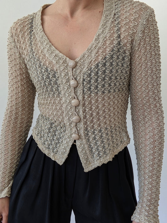 90s Sheer & Cropped Cardigan
