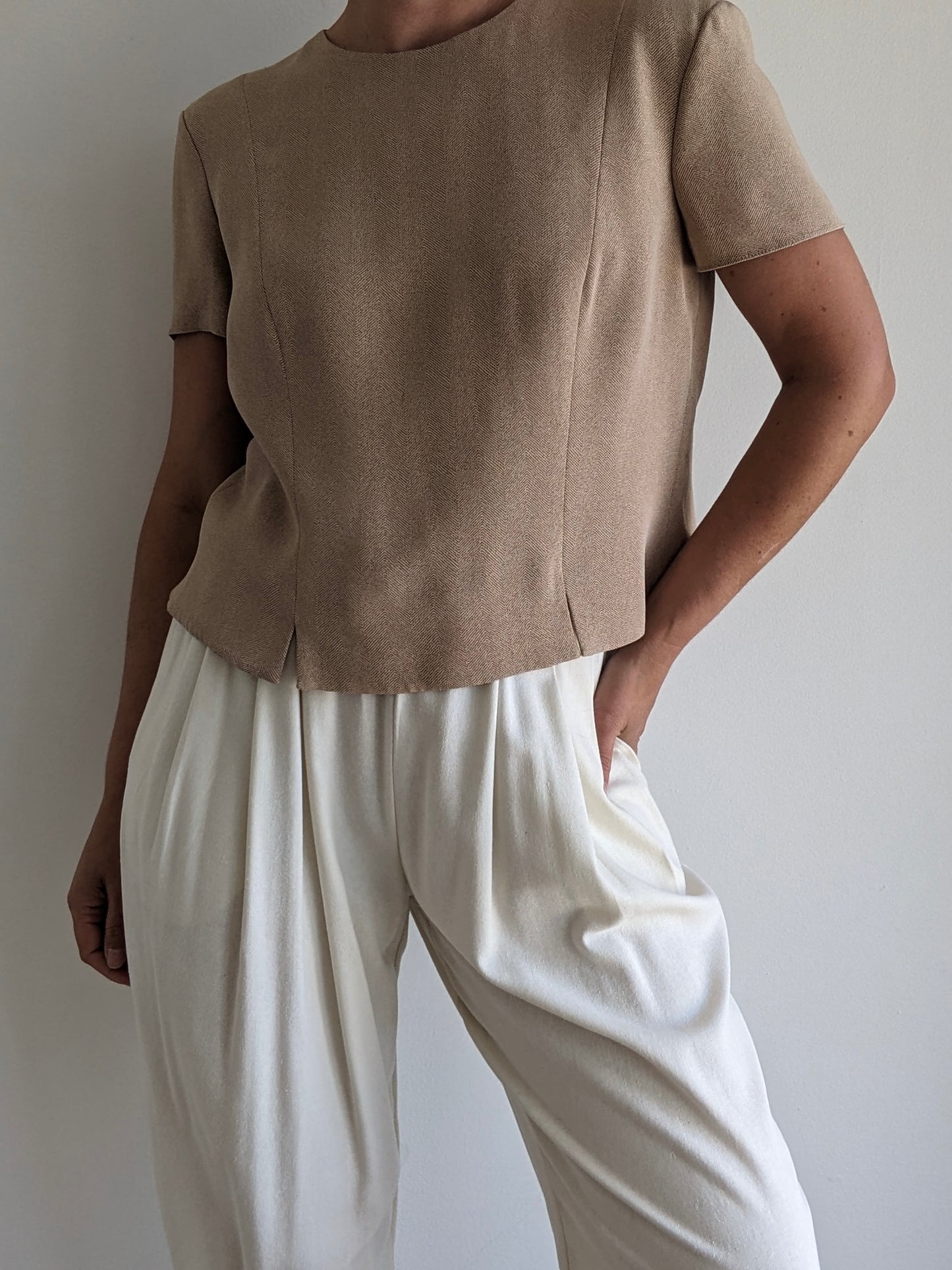 Vintage Herringbone Silk Blouse