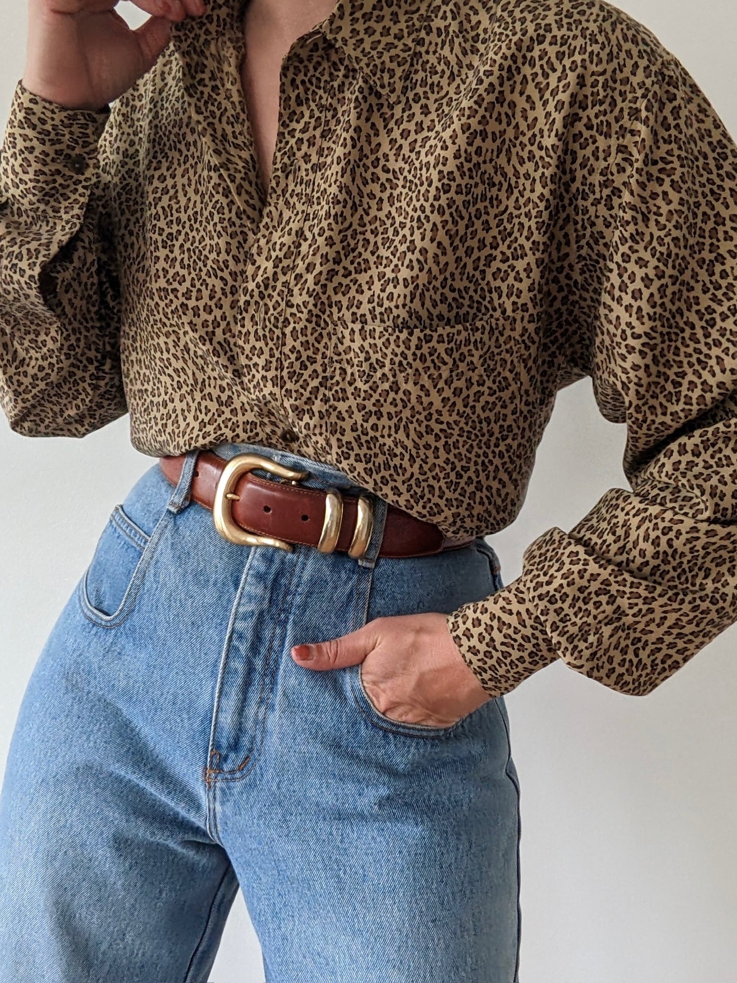 Vintage Animal Print Silk Blouse