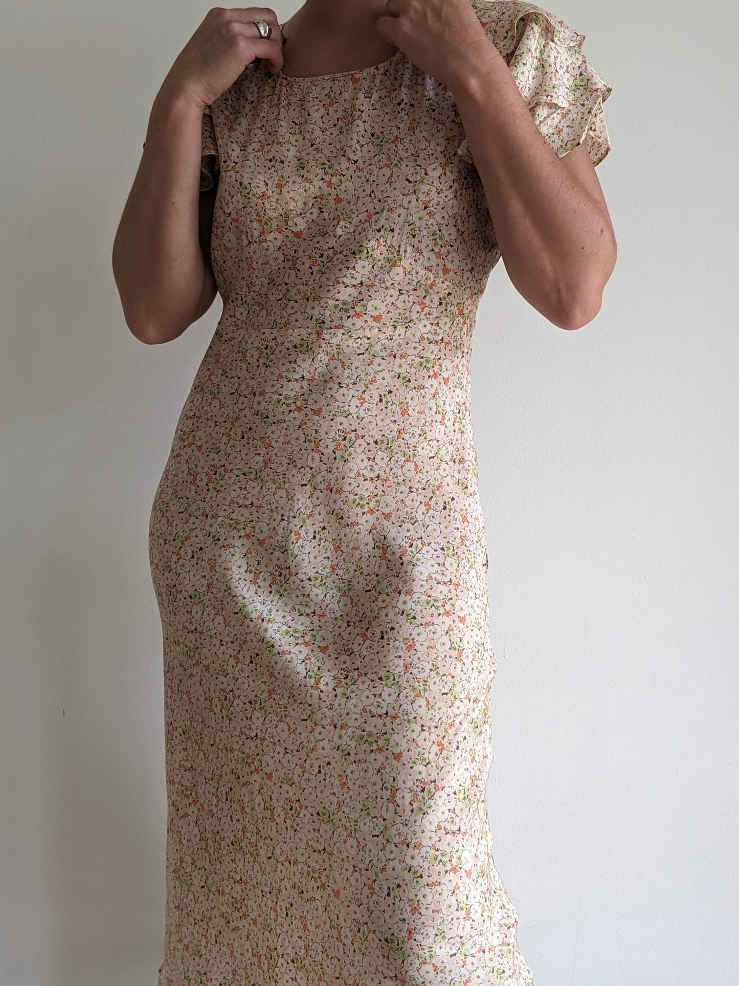 Incredible Vintage Handmade Floral Silk Dress