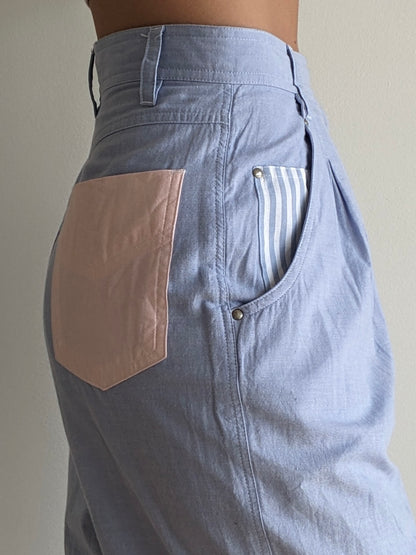 Vintage Pleated Chambray Trousers