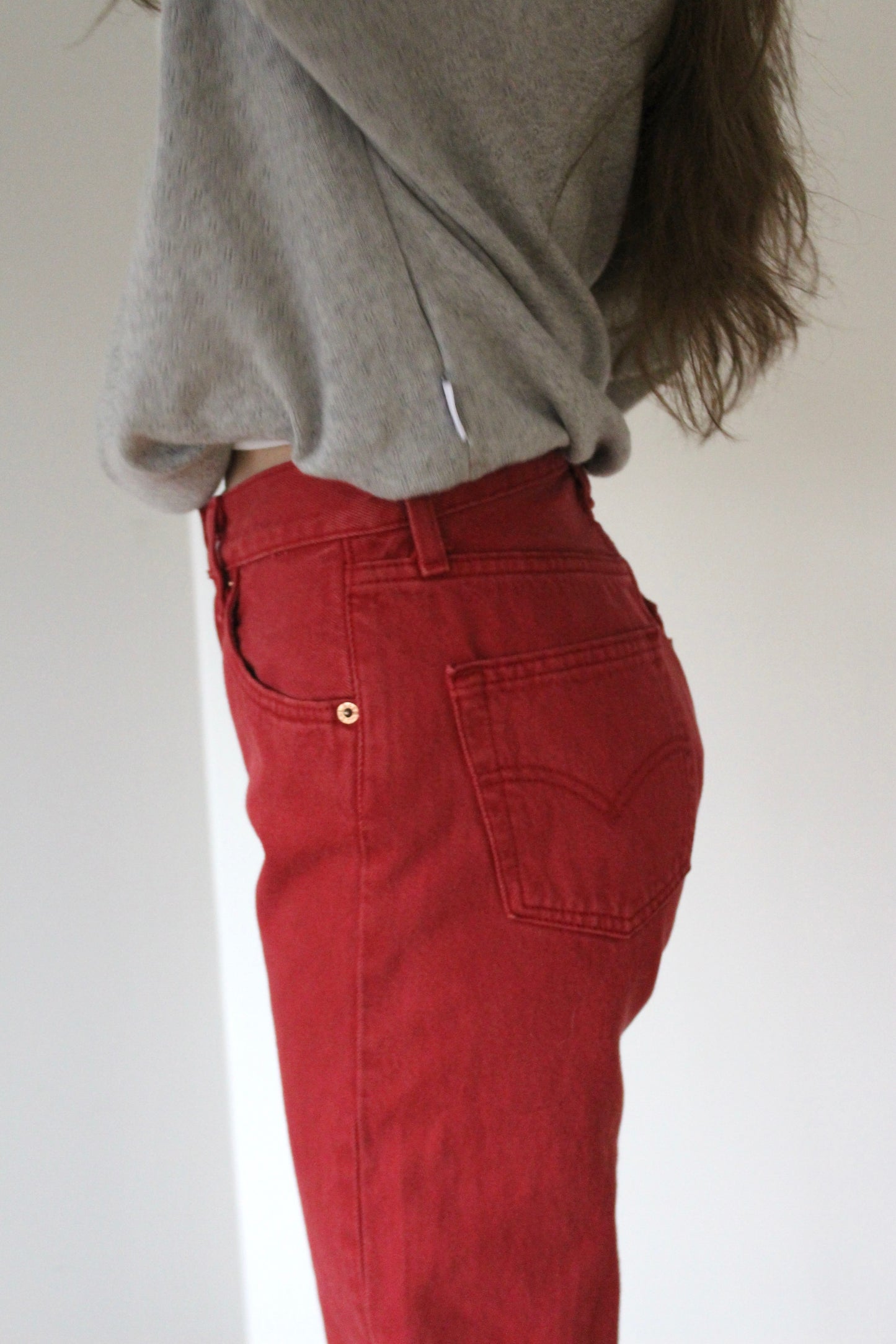 Vintage Levi's 501 Faded Red Denim