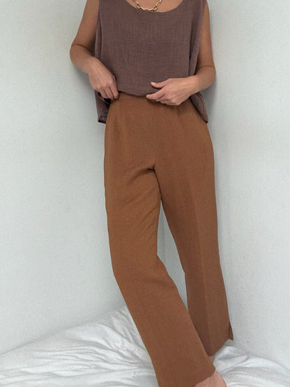 Vintage Toffee Woven Linen Pants
