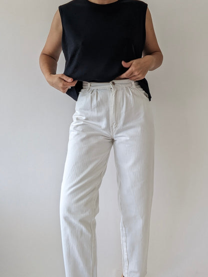 Vintage White Ribbed Denim
