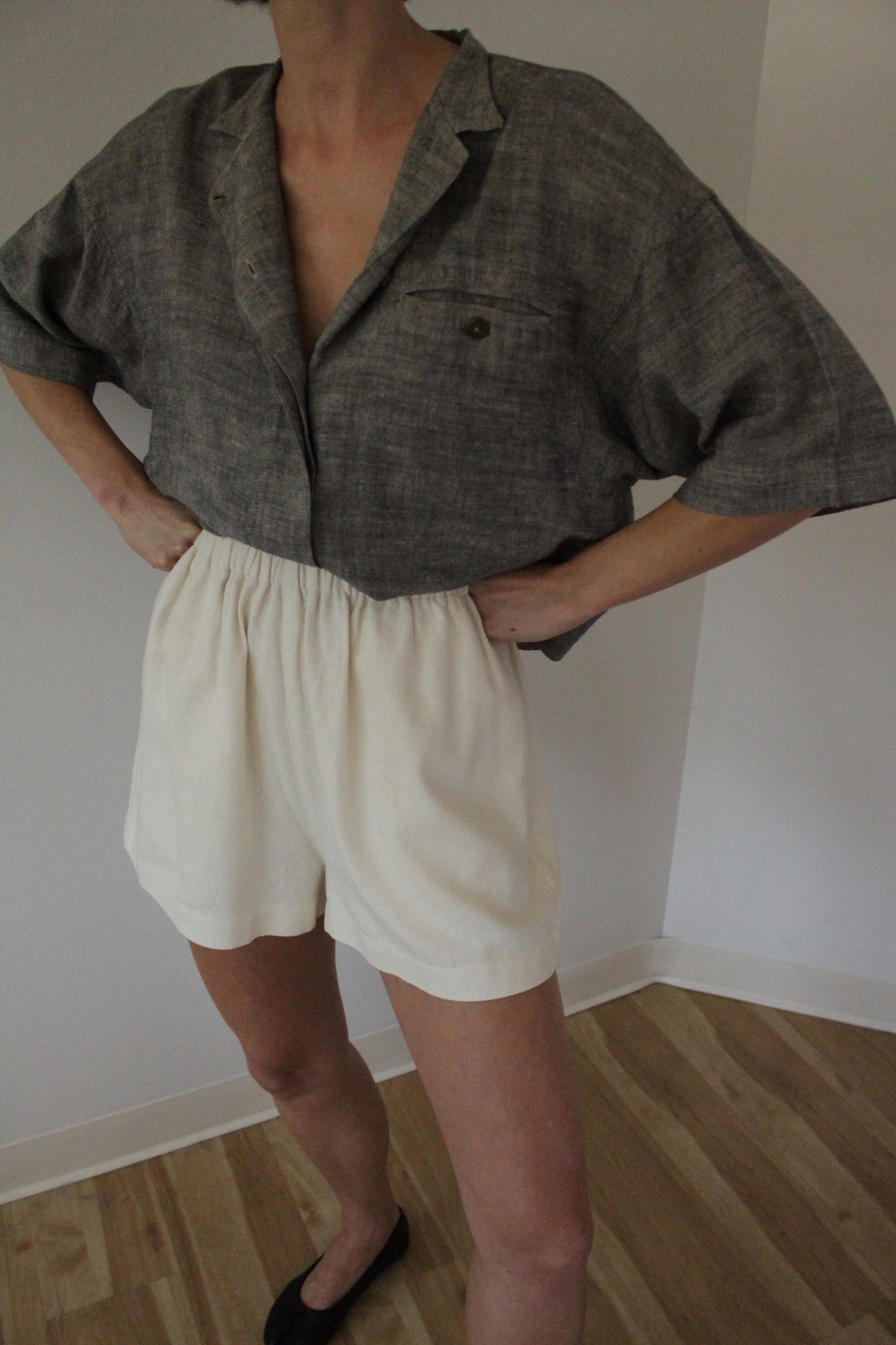 Vintage Smoke Boxy Linen Blouse