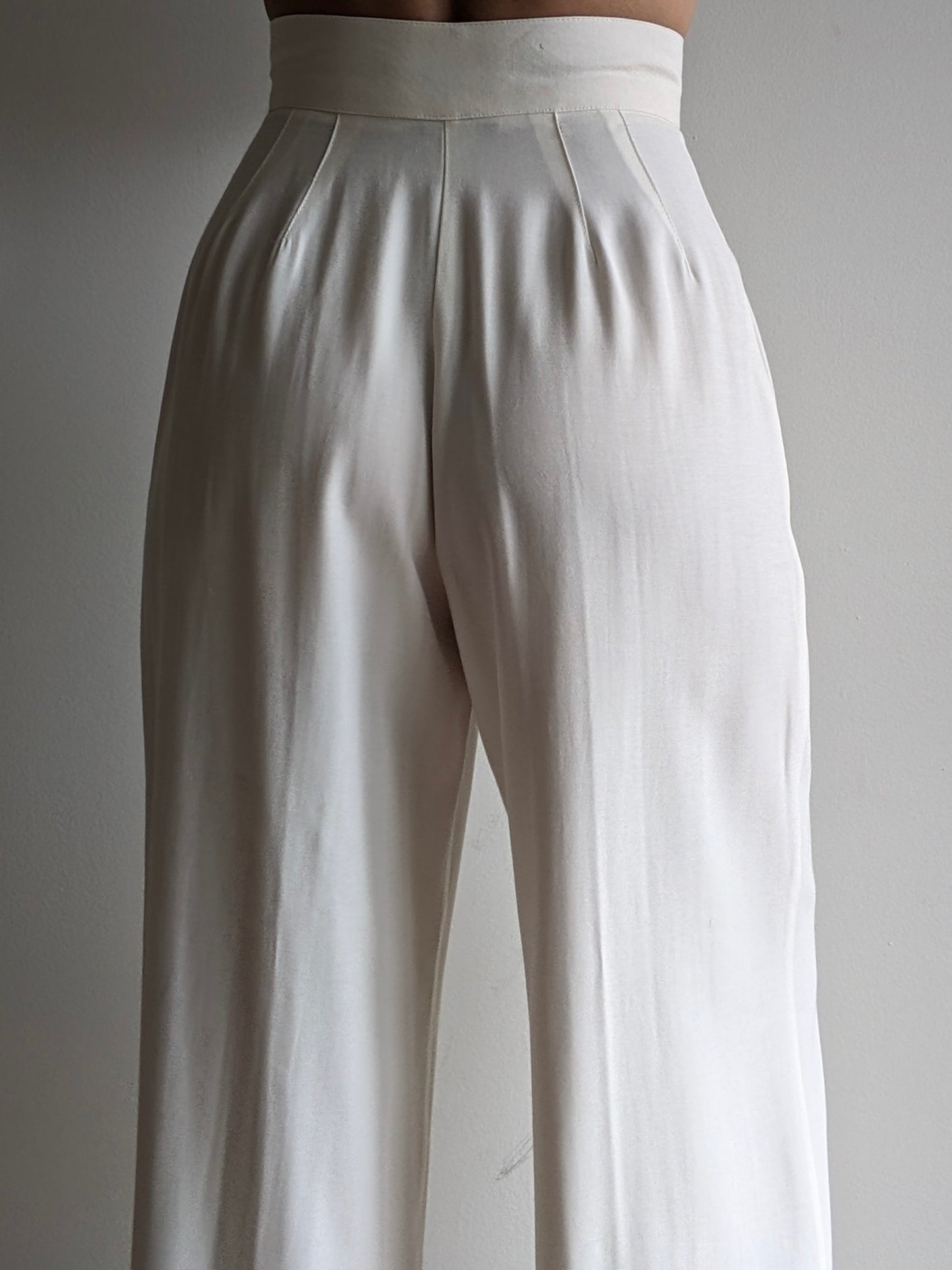 Beautiful Vintage Cream Wide-Leg Pants