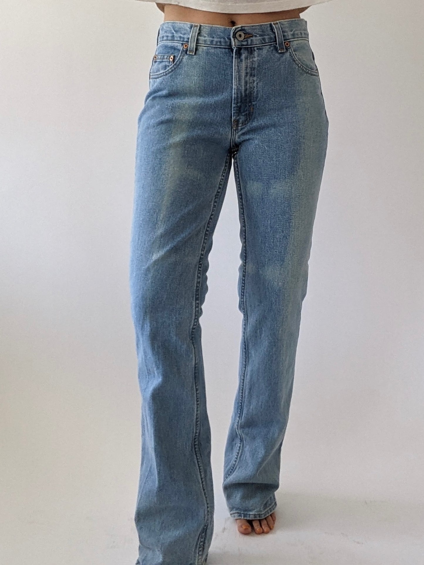Vintage Bleached Low-Rise Denim