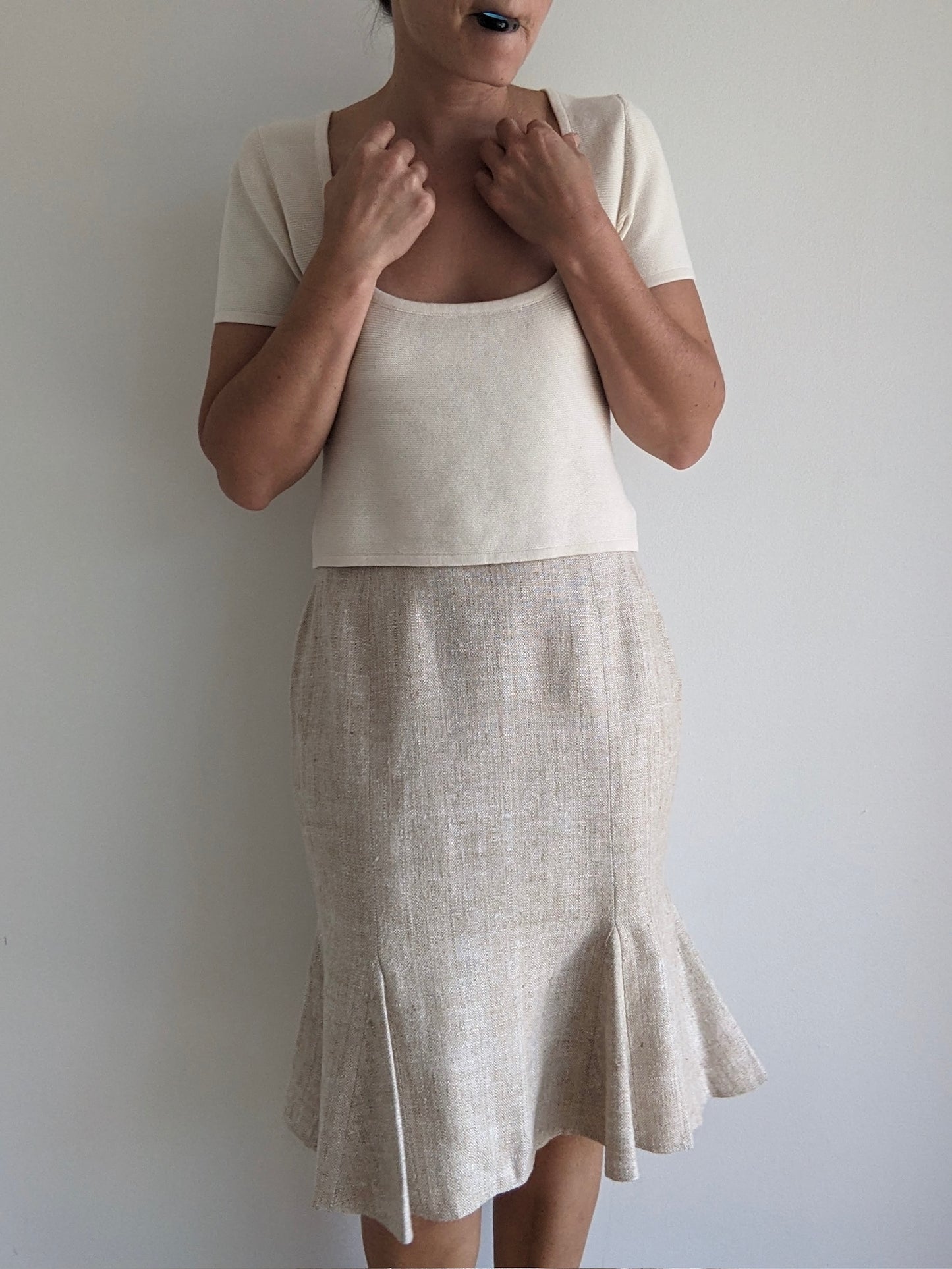 Gorgeous Vintage Wheat Woven Silk Skirt