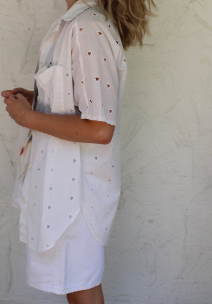 Vintage Lightweight Eyelet Button Up