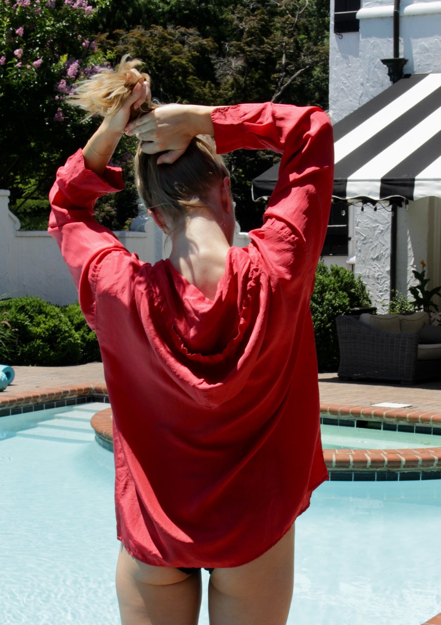 Favorite Vintage Chili Silk Hooded Henley