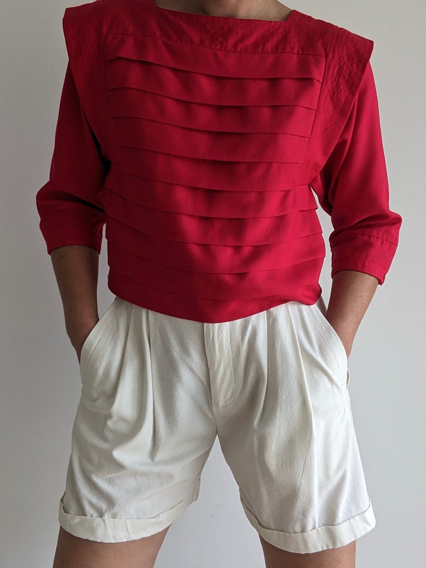 Vintage Cayenne Pleated Silk Noil Blouse