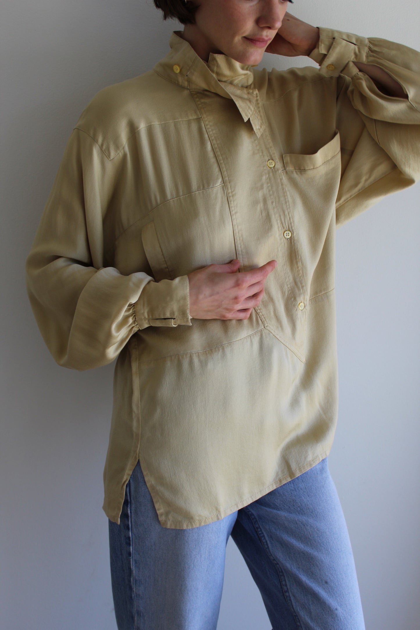 Beautiful 80s Escada Champagne Silk Blouse
