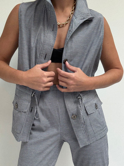 Vintage Gingham Cargo Vest & Pant Set