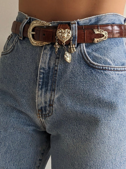 Favorite Vintage Embossed Leather & Hanging Charm Belt