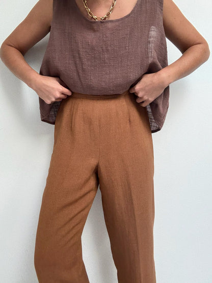 Vintage Toffee Woven Linen Pants
