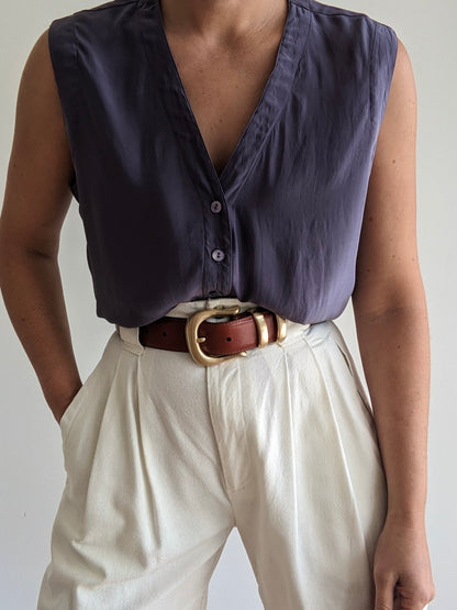 Vintage Eileen Fisher Plum Silk Vest