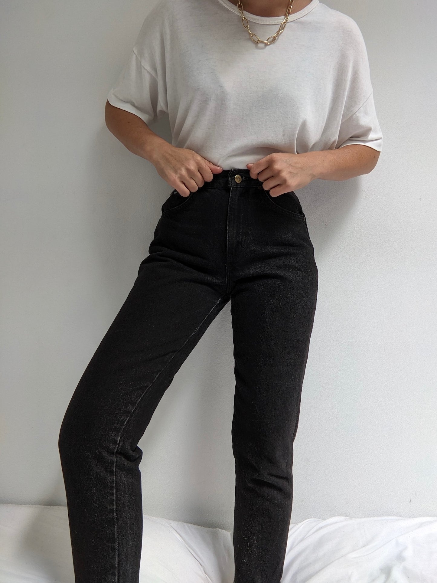 90s Black High Rise Denim