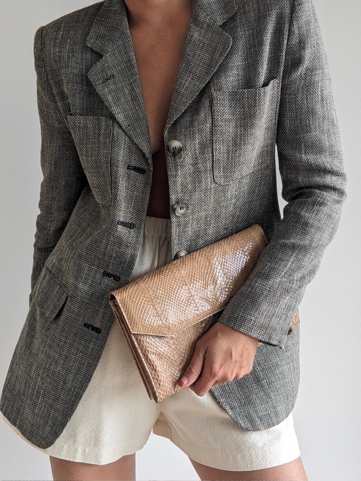 Vintage Latte Snakeskin Envelope Purse