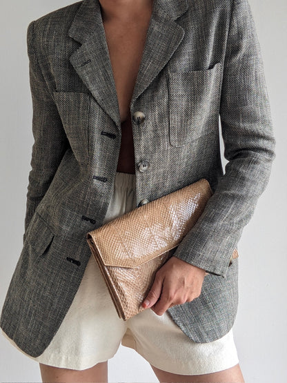 Vintage Latte Snakeskin Envelope Purse