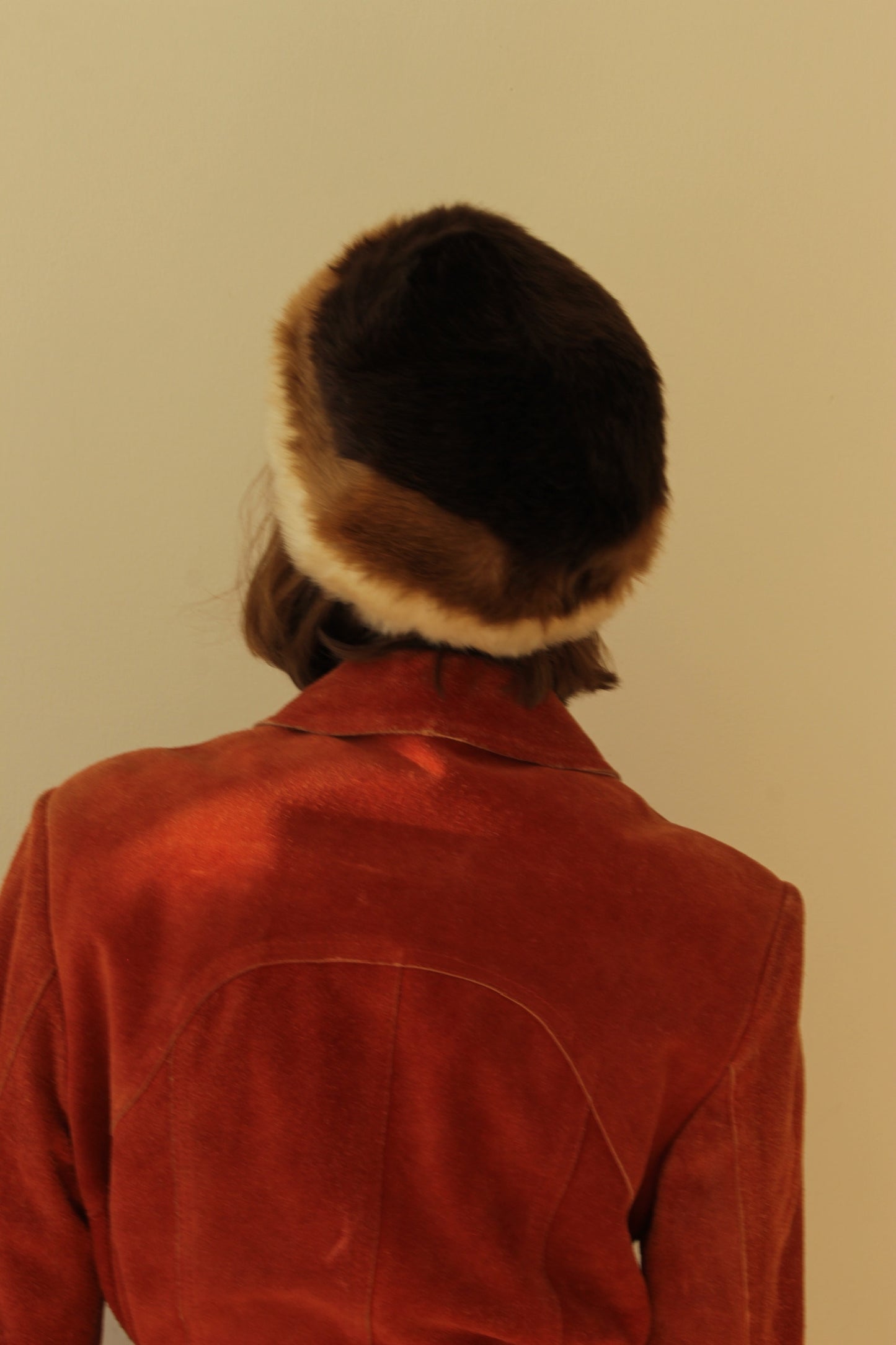 Lovely Vintage Striped Faux Fur Hat