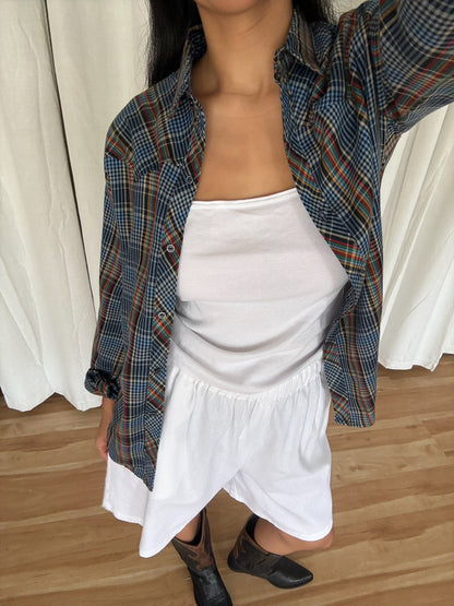 Vintage Thin Cotton Plaid Button Up