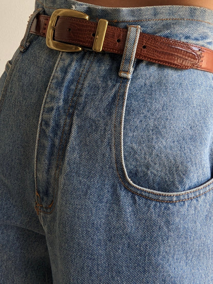 Vintage Patchwork Embossed Leather Belt