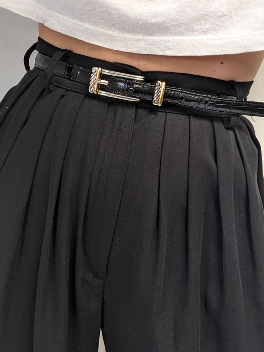 Vintage Thin Embossed Leather Belt