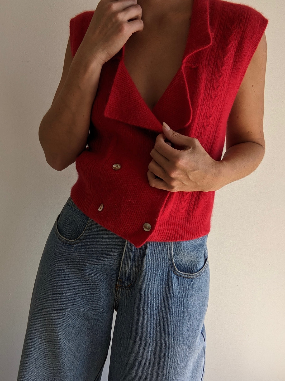 Vintage Cherry Angora Sweater Vest