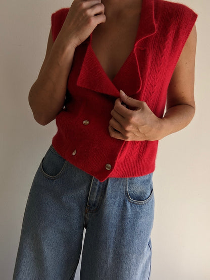 Vintage Cherry Angora Sweater Vest