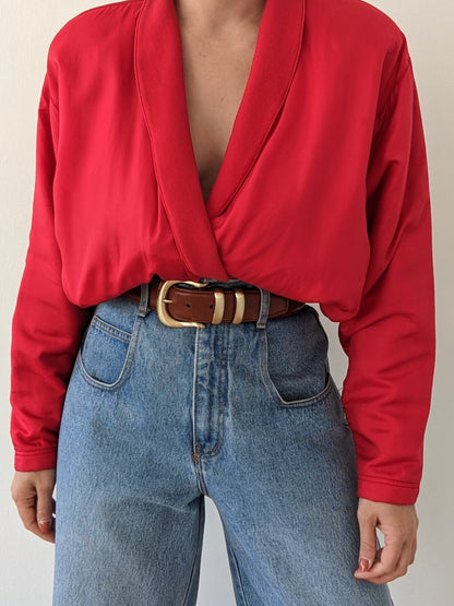 Amazing Vintage Cayenne Cropped Silk Popover