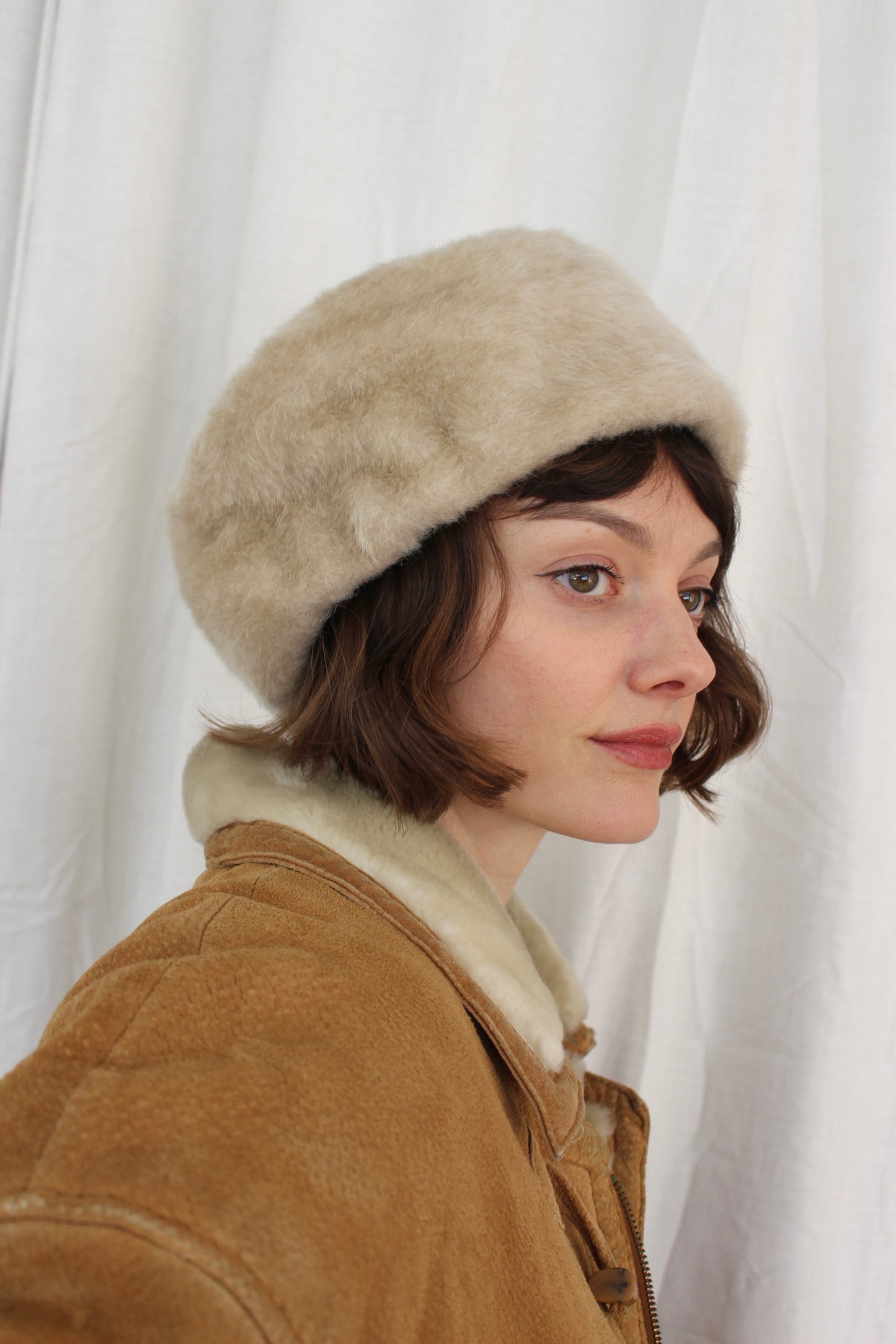 Vintage Oat Faux Fur Hat