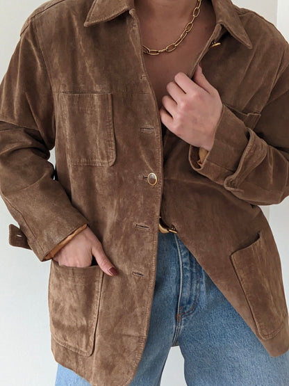 Vintage Almond Suede Chore Coat