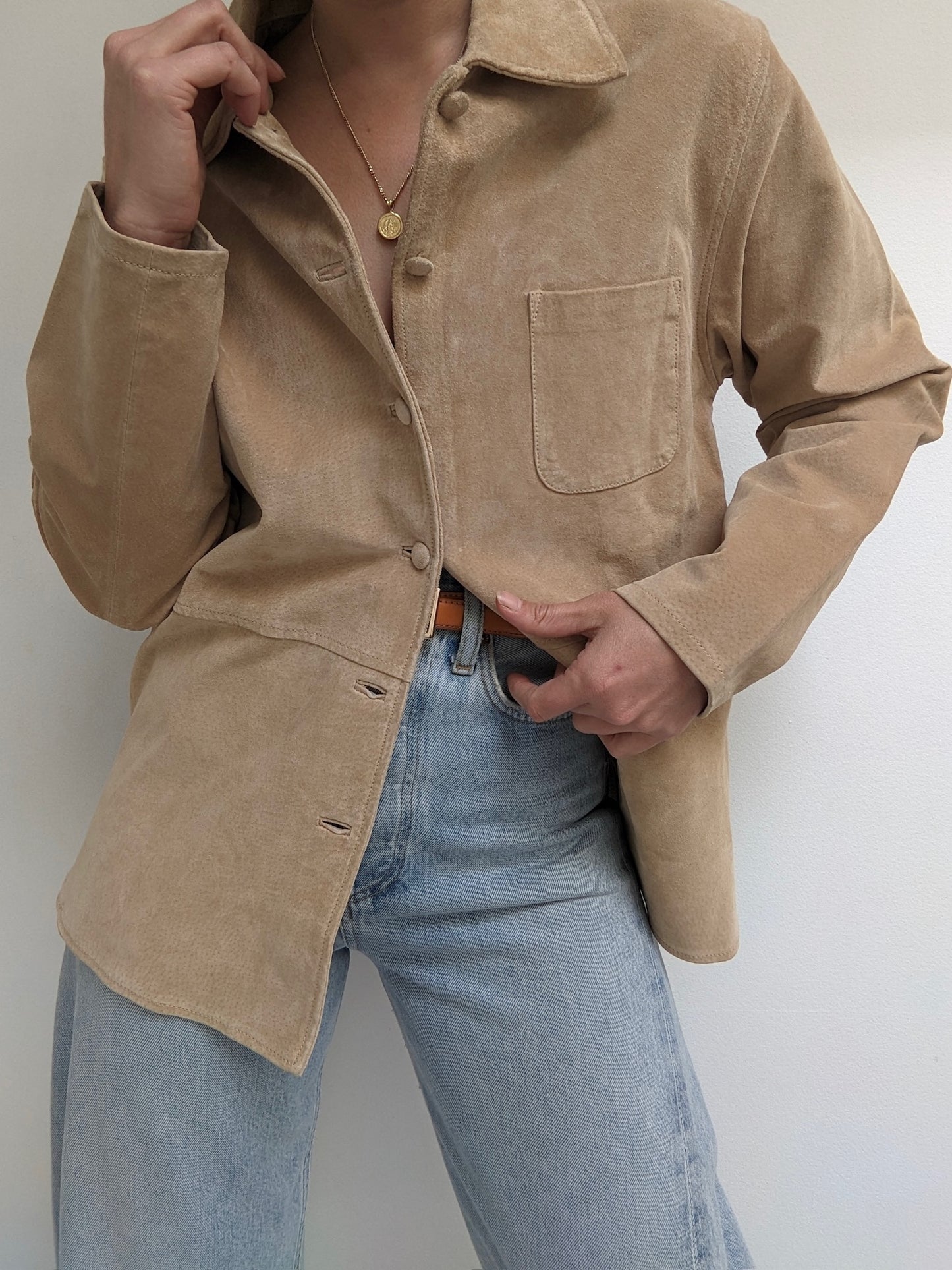 Incredible Vintage Biscuit Suede Button Down