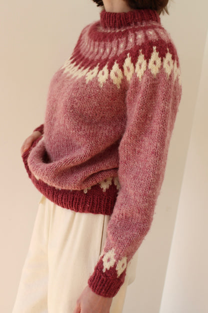 Amazing Vintage Hand Knit Fair Isle Wool Sweater